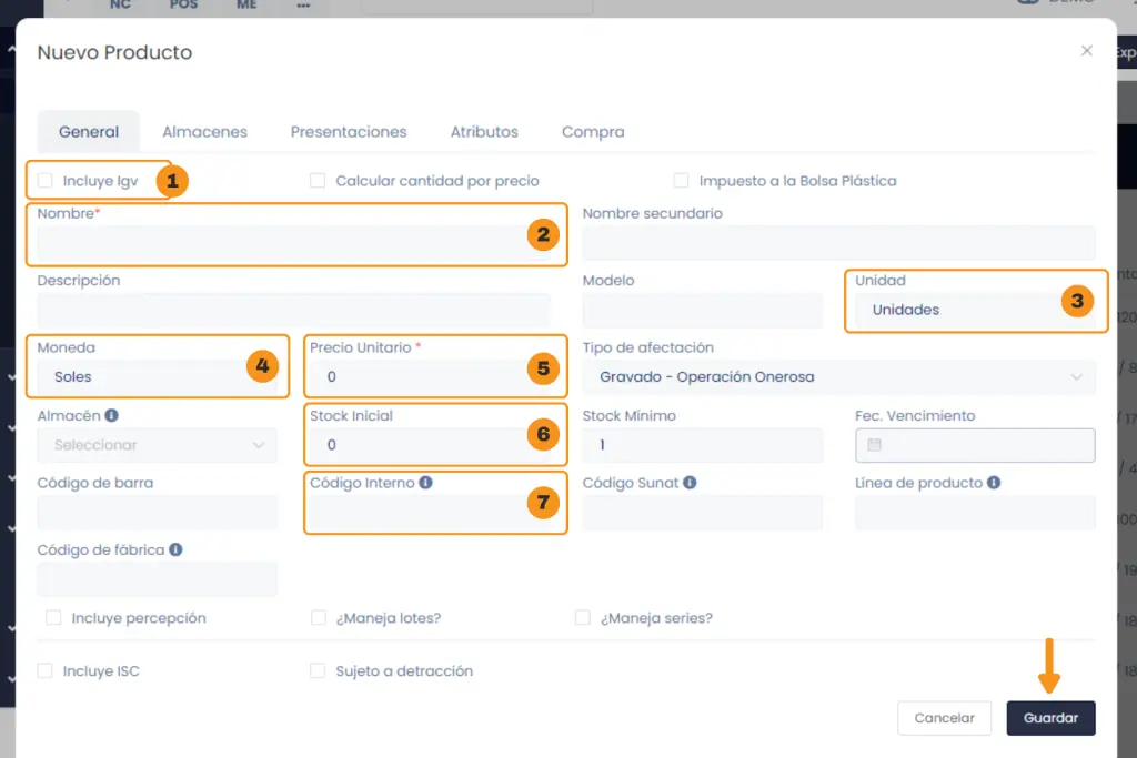 Cómo crear productos — captura 2