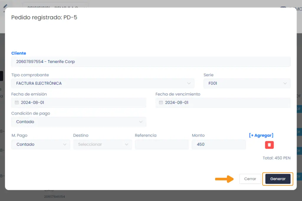 Documentos pre-venta: Pedidos — captura 8