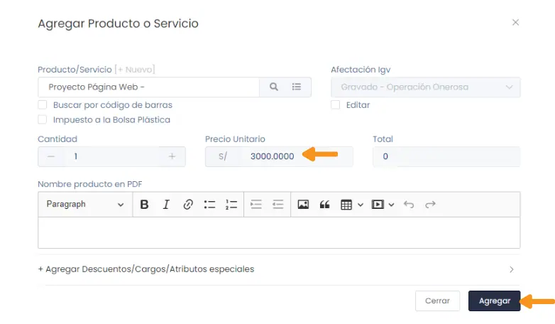 Cómo emitir comprobantes por pagos anticipados y su deducción — captura 9