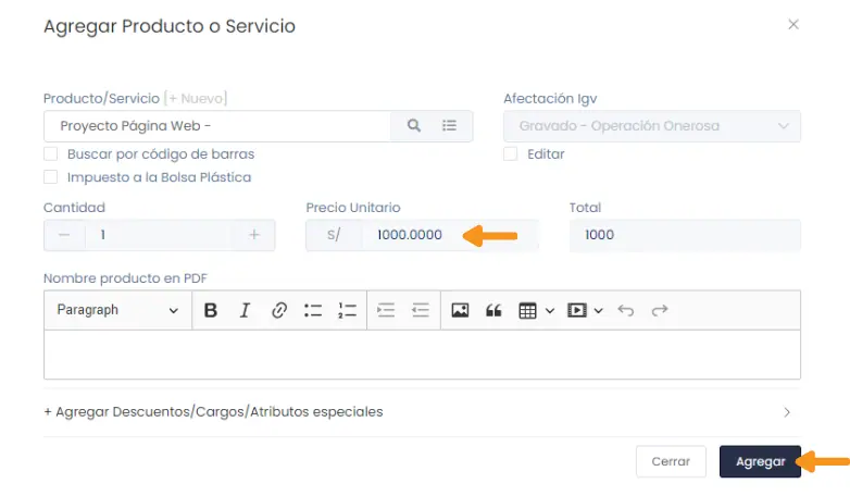Cómo emitir comprobantes por pagos anticipados y su deducción — captura 3