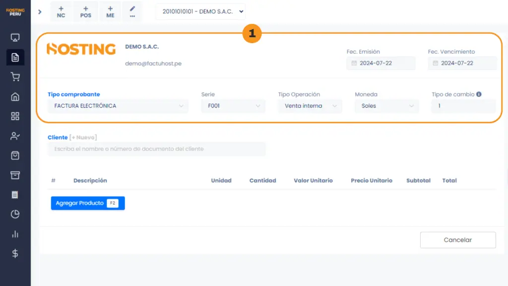Cómo emitir comprobantes electrónicos: Facturas y Boletas — captura 2