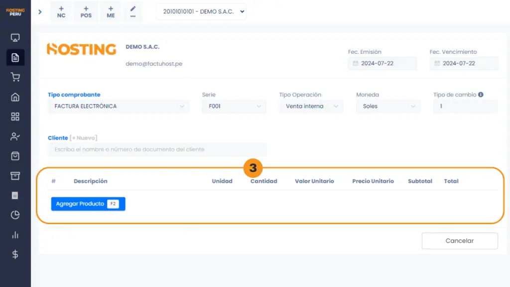 Cómo emitir comprobantes electrónicos: Facturas y Boletas — captura 5