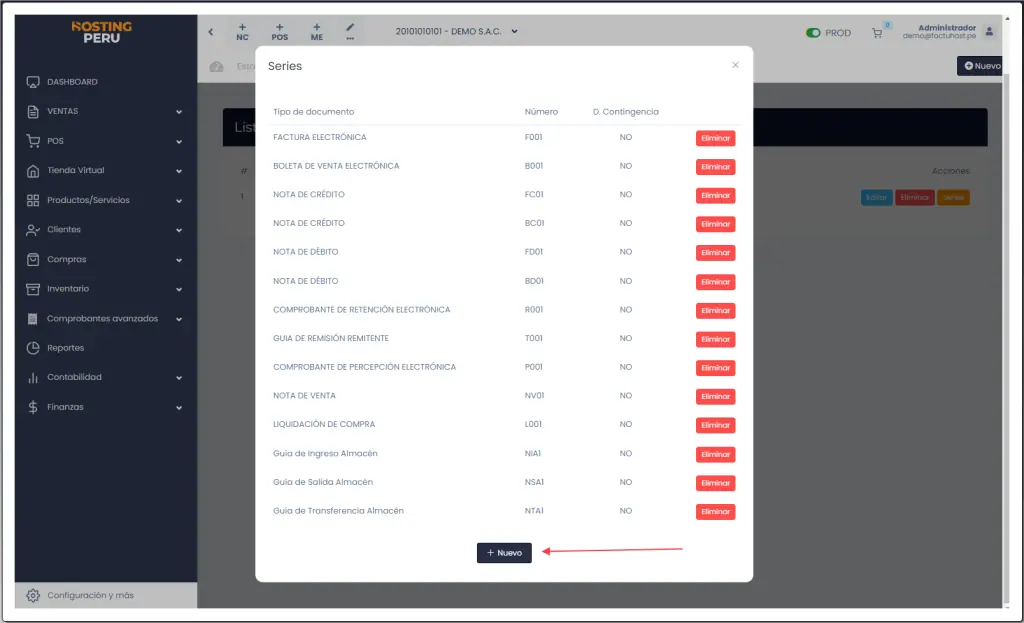 Paso 5: Configurar tu establecimientos y series — captura 6
