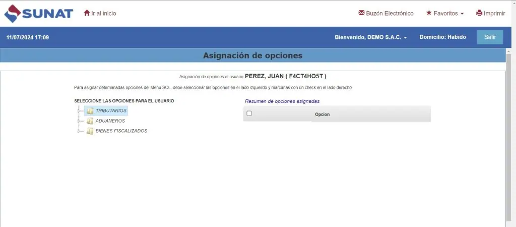 Paso 1: Creación de usuario secundario en plataforma SUNAT — captura 5
