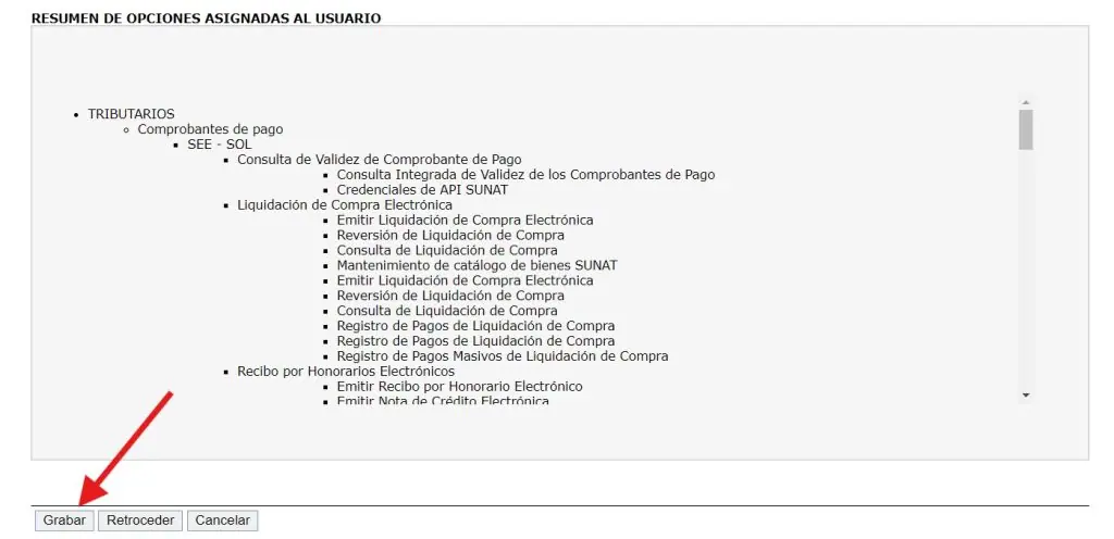 Paso 1: Creación de usuario secundario en plataforma SUNAT — captura 16