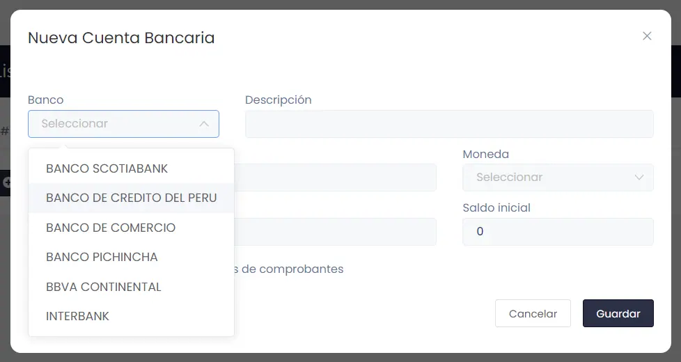 Paso 6: Configuración ingreso de dinero y Caja chica — captura 3
