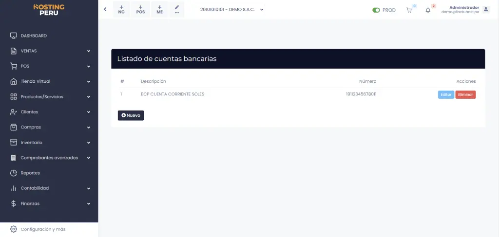 Paso 6: Configuración ingreso de dinero y Caja chica — captura 5