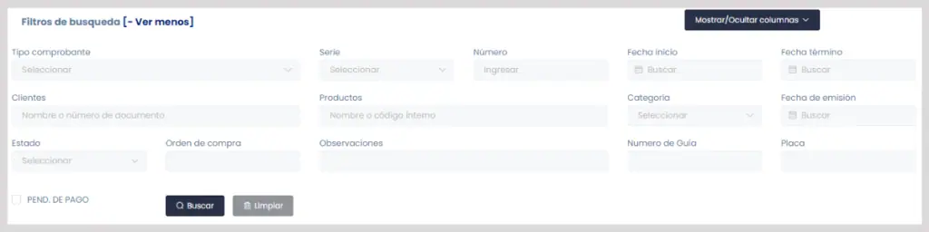 Lista de Comprobantes : Acciones — captura 8
