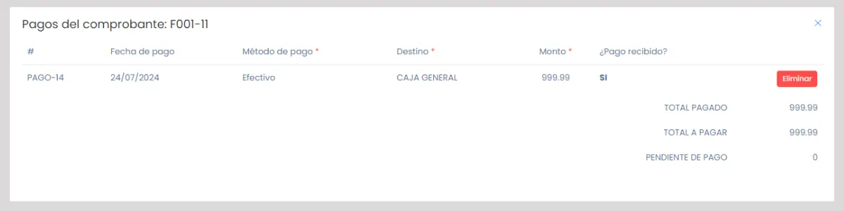 Lista de Comprobantes : Acciones — captura 13