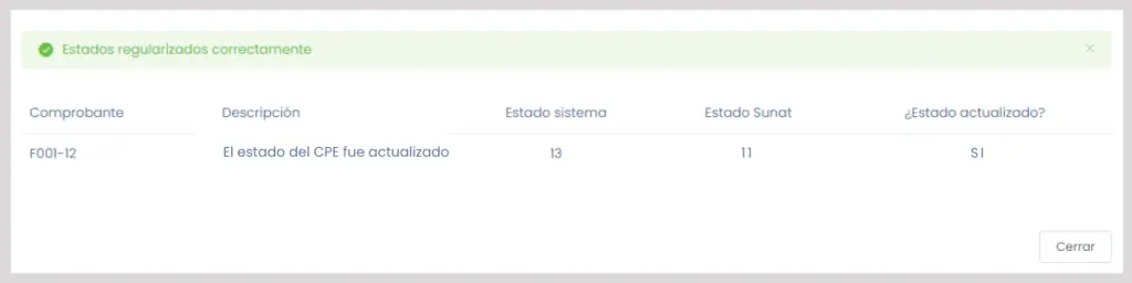 Anulación de comprobantes automática en Sunat y actualización en el sistema — captura 6