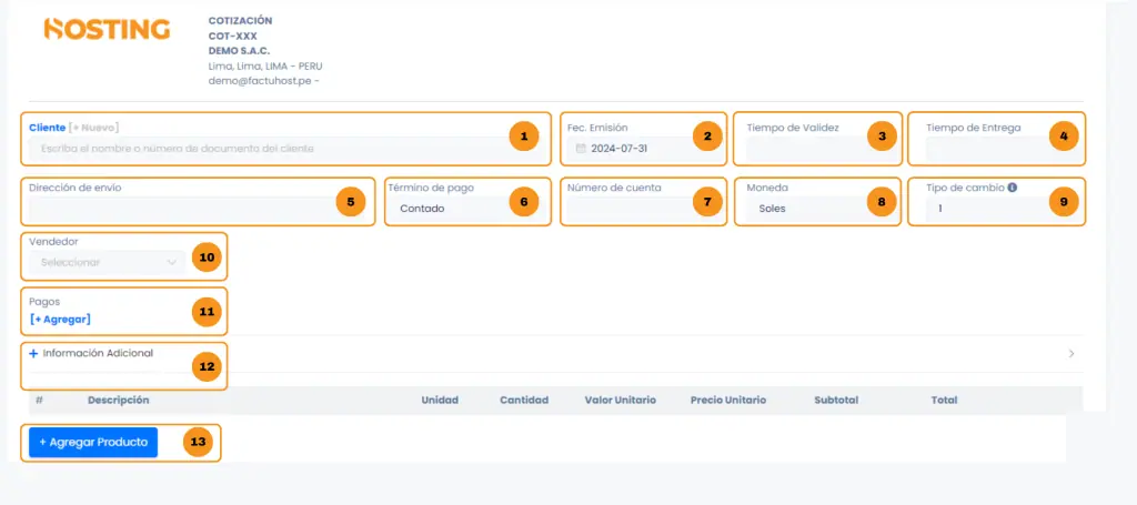 Documentos pre - venta: Cotizaciones — captura 2