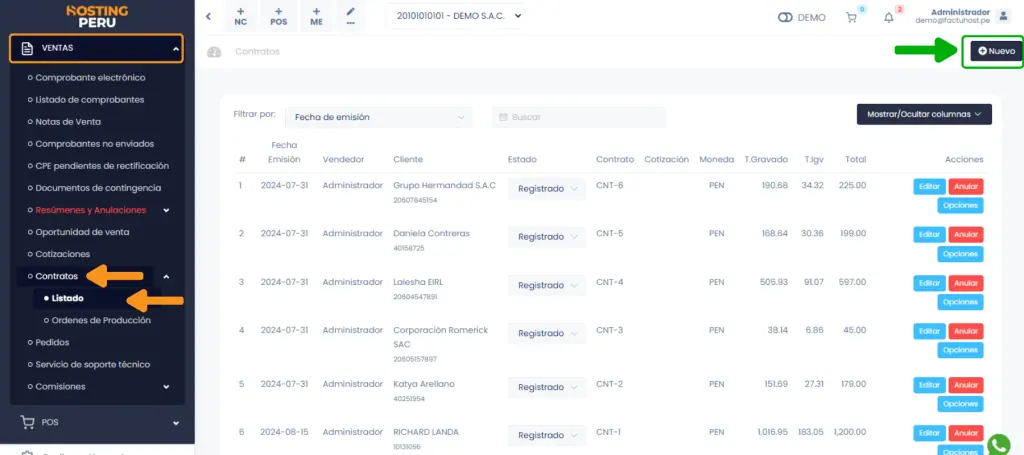 Documentos pre - venta: Contratos — captura 1