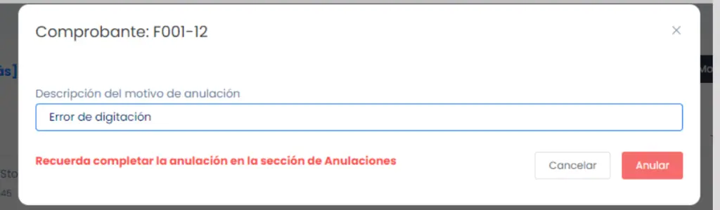 Anulación de comprobantes automática en Sunat y actualización en el sistema — captura 2