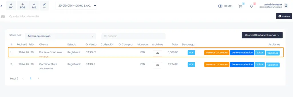 Documentos pre - venta: Oportunidad de Venta — captura 6