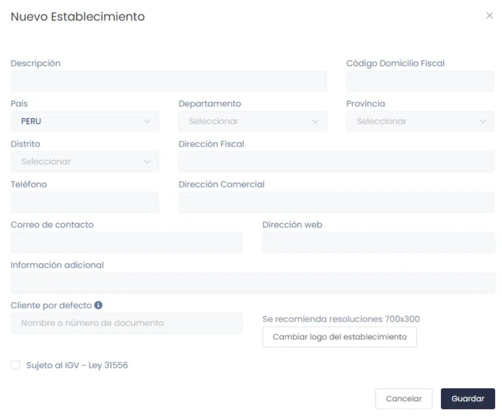 Crear establecimientos y gestionar series — captura 2