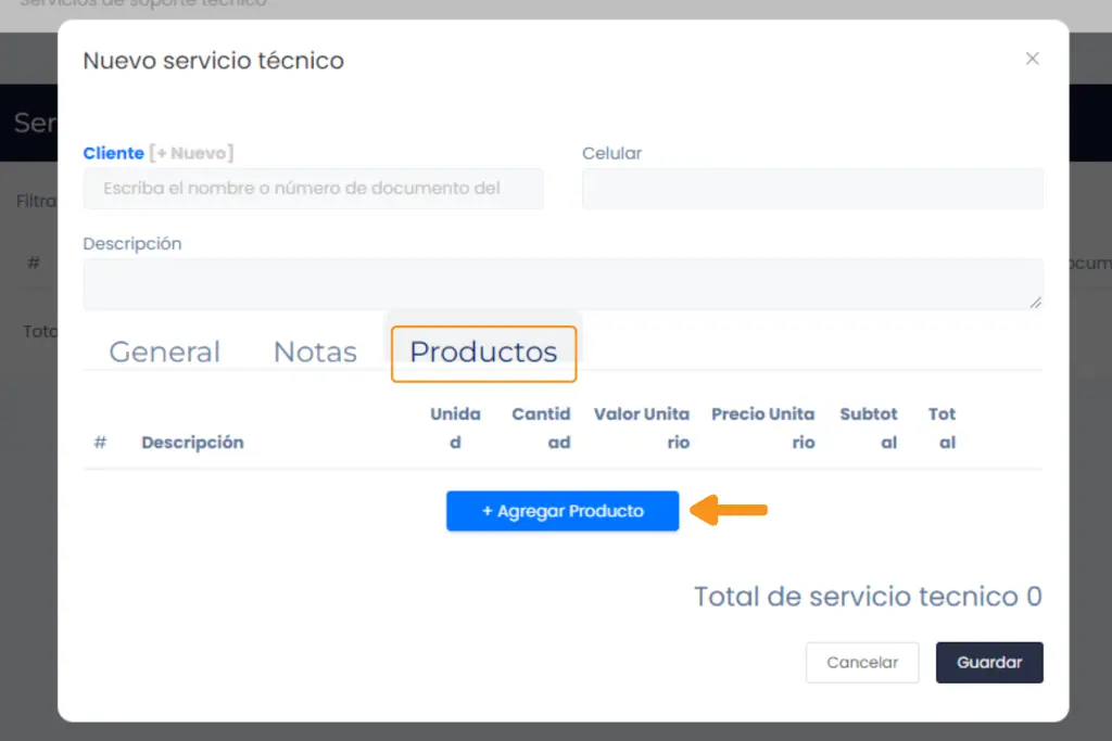 Servicio de soporte técnico — captura 4