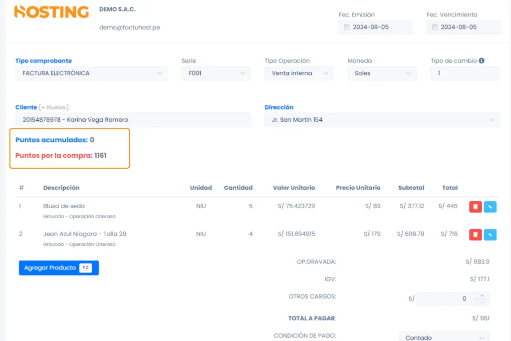 Acumular puntos por compras y canjearlos — captura 6