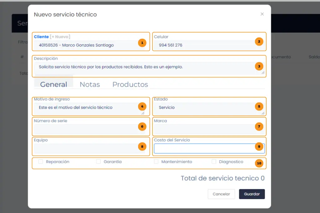 Servicio de soporte técnico — captura 2