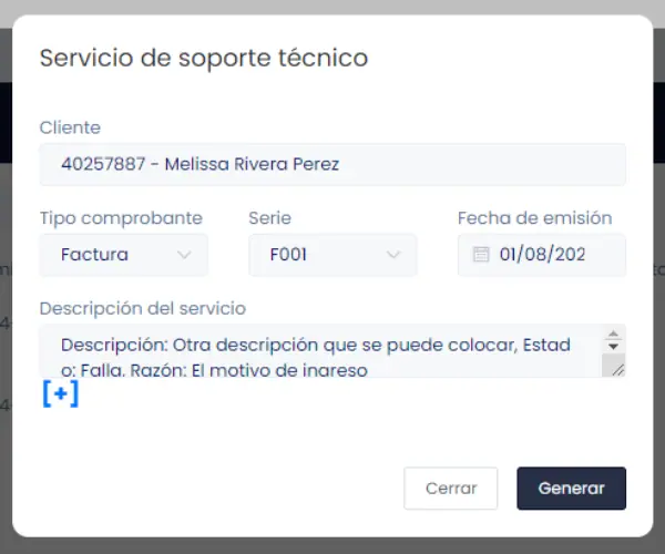 Servicio de soporte técnico — captura 7