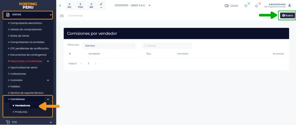 Comisiones — captura 1