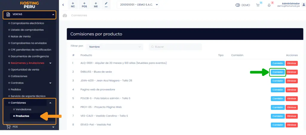 Comisiones — captura 4