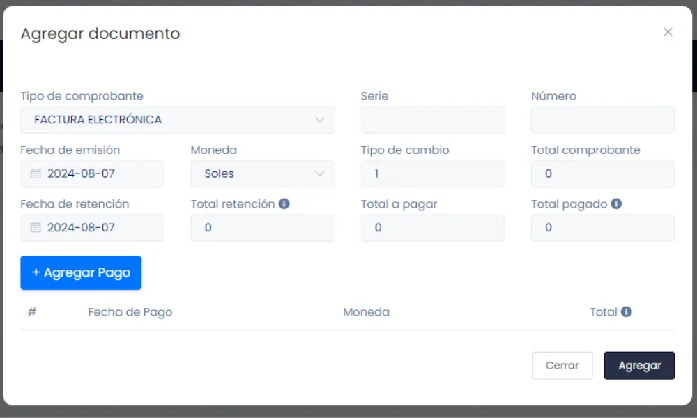 Crear documentos de retención — captura 3