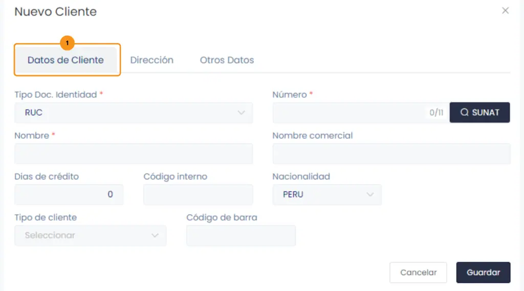 Clientes: Creación individual de clientes — captura 2