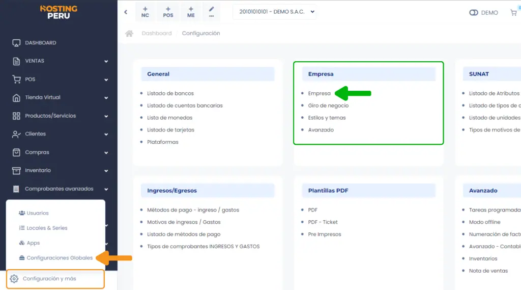 Guía de remisión: Configuraciones previas — captura 1