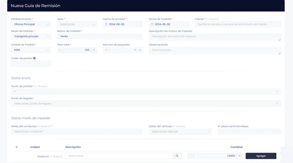Cómo emitir Guías de Remisión — captura 2