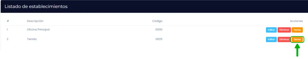 Configuración de series para movimientos libres de inventario — captura 2