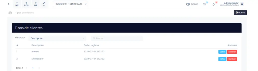 Tipos de clientes: cómo configurarlos — captura 3