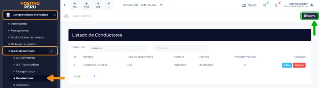 Registrar conductores — captura 1