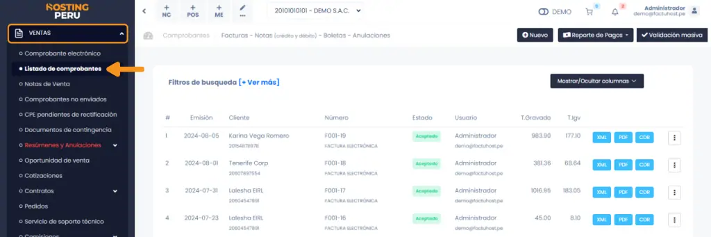 Cómo emitir Notas de Crédito y Débito — captura 1