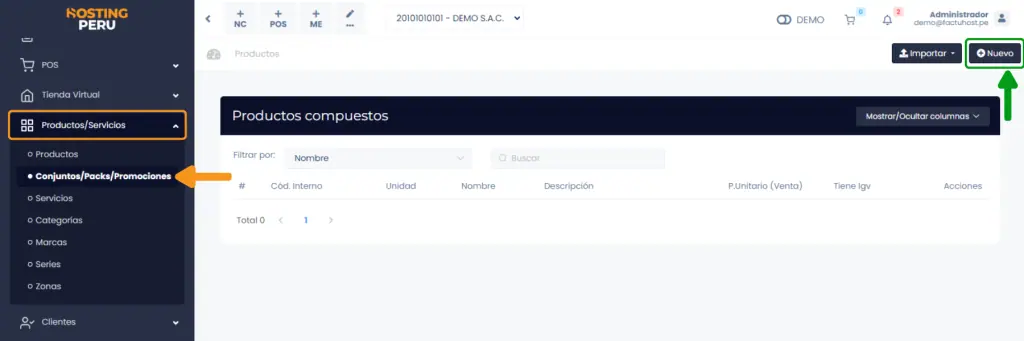 Cómo armar packs y promociones — captura 1