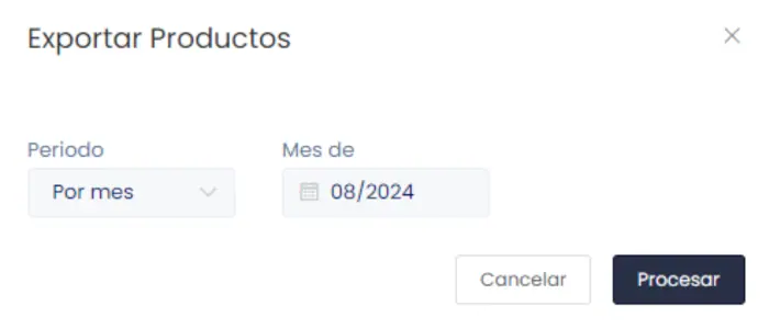 Productos: Exportar masivamente — captura 2