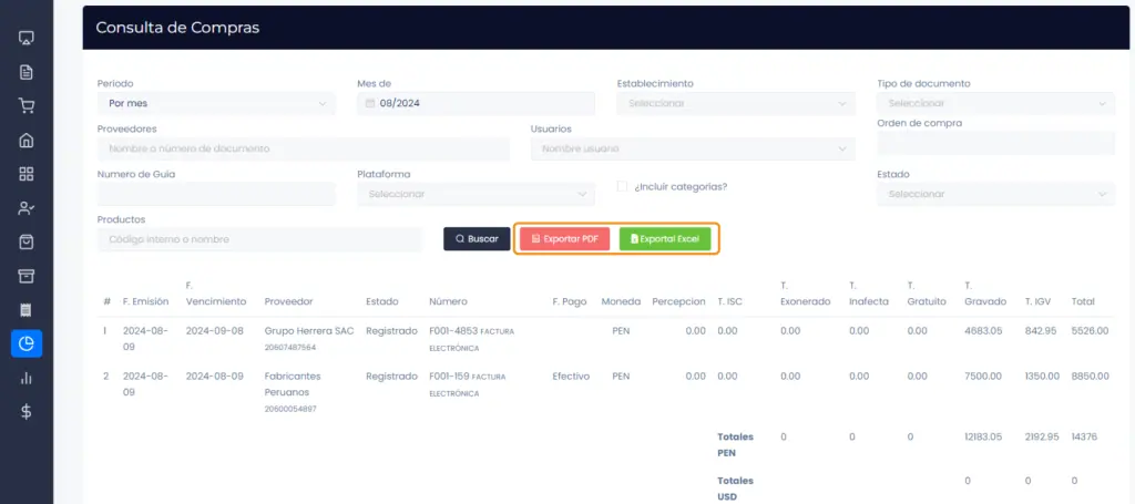 Compras: Reporte general — captura 4