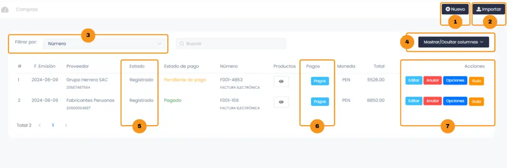 Lista de compras: Acciones — captura 2