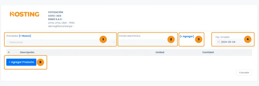 Proveedores: Solicitar cotización — captura 2