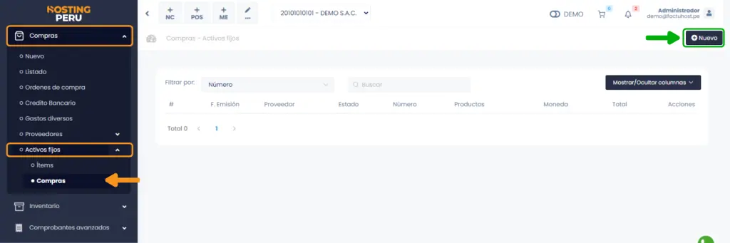 Activos fijos: Compras — captura 1