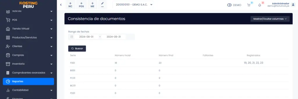 General: Consistencia de documentos — captura 2