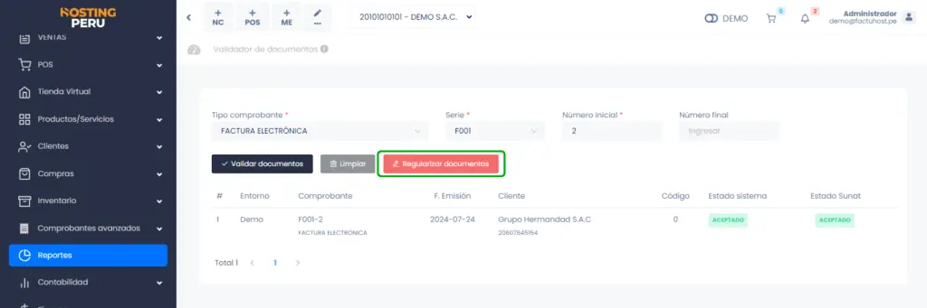 General: Validador de documentos — captura 4