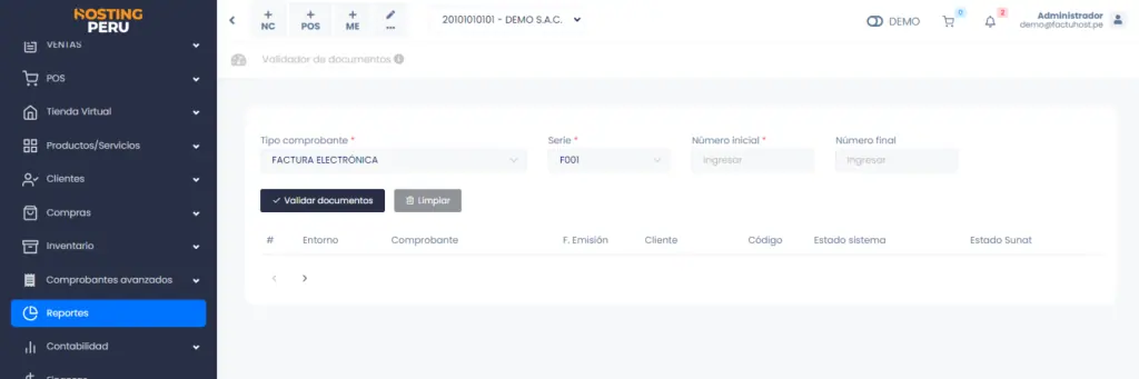 General: Validador de documentos — captura 2