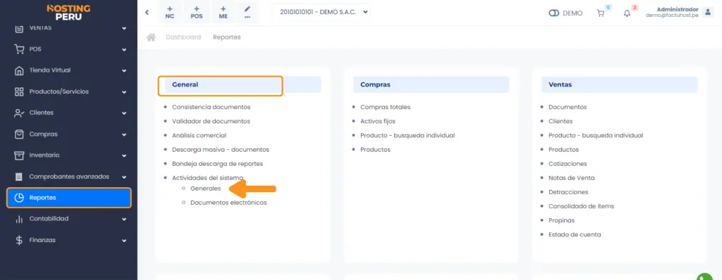 General: Actividades del sistema — captura 2