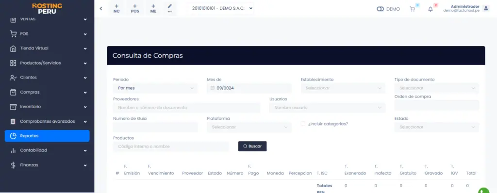 Compras: Reporte general — captura 2