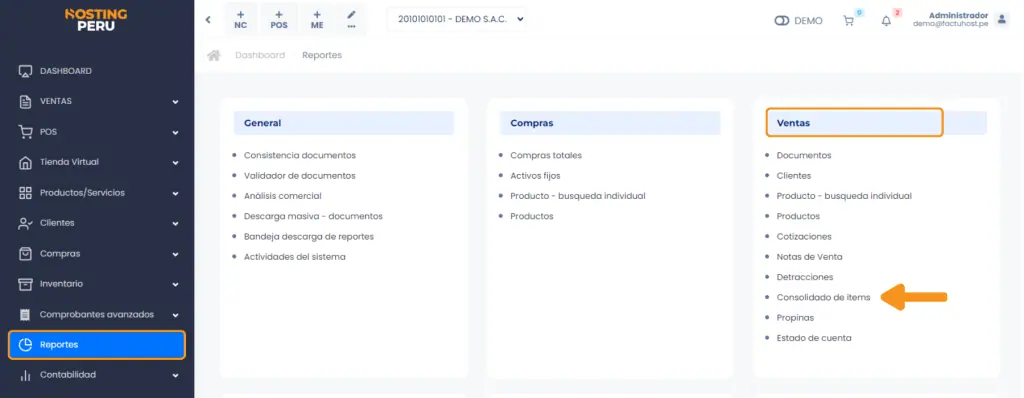 Ventas: Consolidado de ítem — captura 1