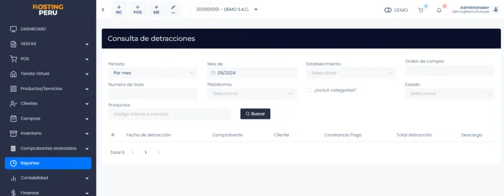 Ventas: Detracciones — captura 2