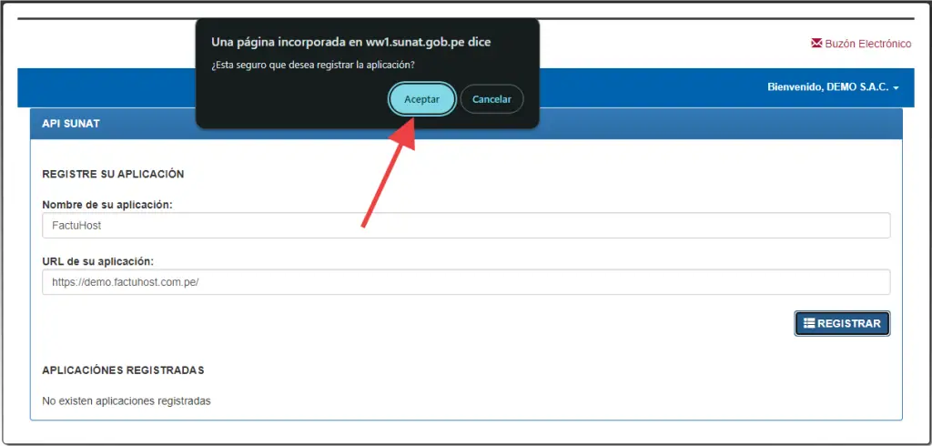 Paso 3: Configurar el Validador de documentos electrónicos — captura 5
